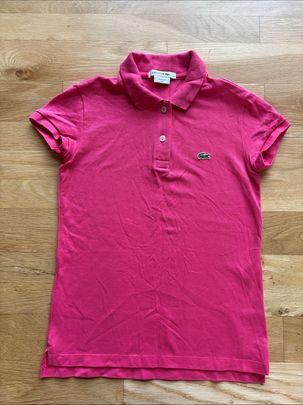 Lacoste Women’s XS/S Pink/Salmon Short Sleeve Polo (Made in Peru size 32)